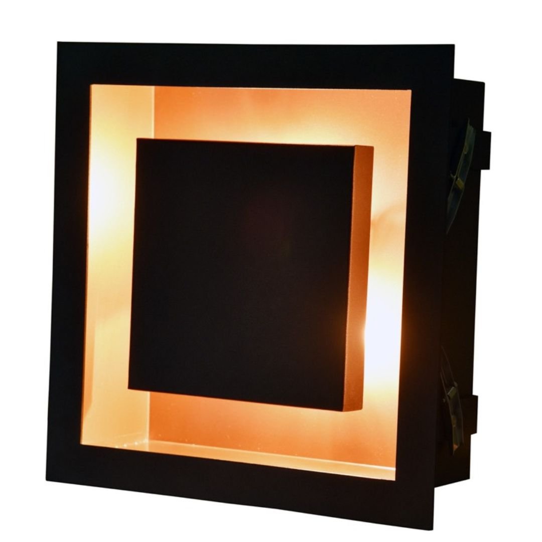 Plafon Embutir Luz Indireta E27 35x35 Preto com Cobre