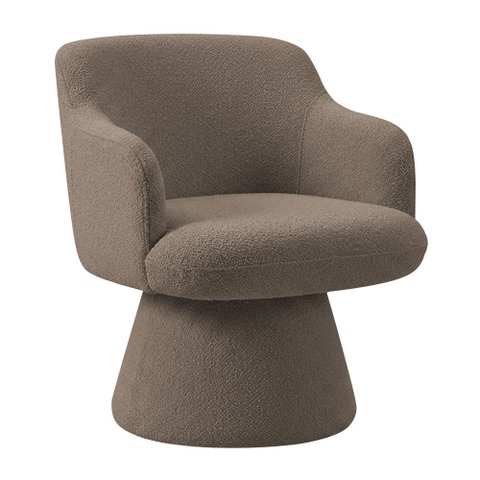 Poltrona Jade Base Cone Giratória Bouclé Marrom - Nexta Casa