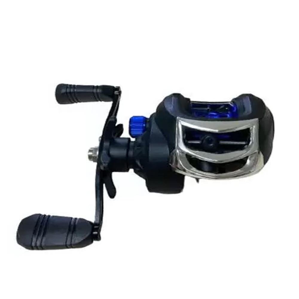 Carretilha Direita LK200 3 Rolamentos Azul - Deyu + Isca Artificial Popper 13g Verde - 3