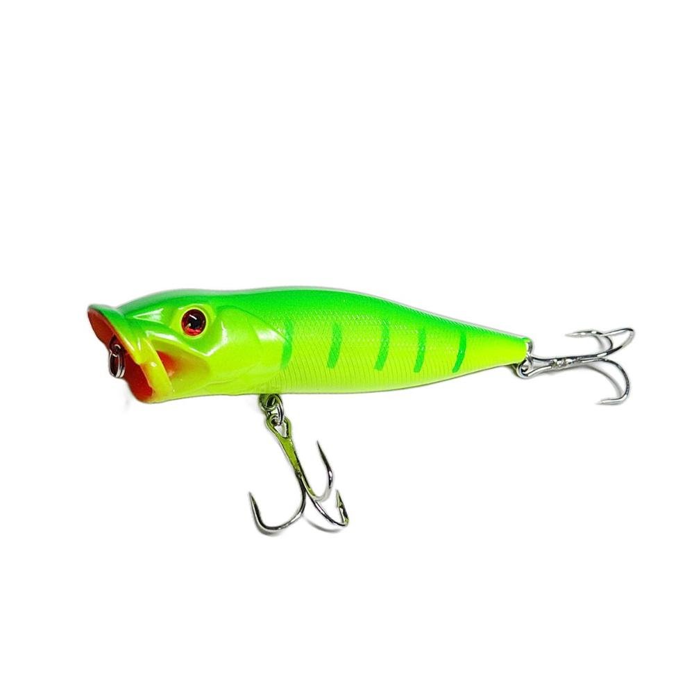 Carretilha Direita LK200 3 Rolamentos Azul - Deyu + Isca Artificial Popper 13g Verde - 5