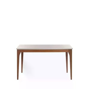 Mesa de Jantar Retangular C/ Vidro para 4 Lugares Ella 135 Cm - Natural C/ Off White Fosco