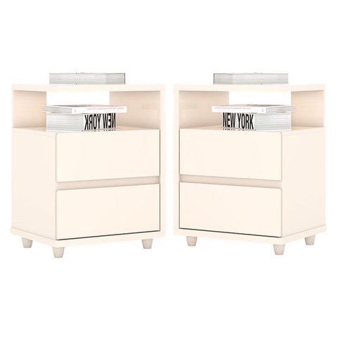 Kit 2 Mesas de Cabeceira Campeche Off White – Henn