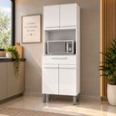 Ver imagem 5 de Kit Cozinha Balli Fiorello Compacto 4 Portas 1 Gaveta e Espaço para Micro-Ondas:Branco Brilho