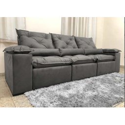 Sofá Retrátil e Reclinável 2,70m em Tecido Veludão C/pillow Nos Braços Athenas:cinza - 4