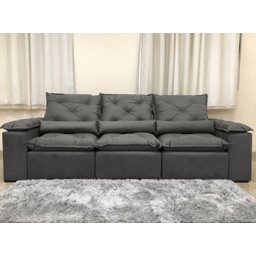 Sofá Retrátil e Reclinável 2,70m em Tecido Veludão C/pillow Nos Braços Athenas:cinza - 3