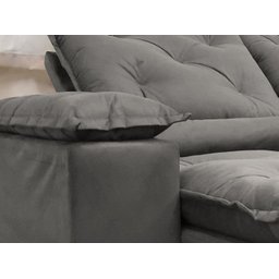 Sofá Retrátil e Reclinável 2,70m em Tecido Veludão C/pillow Nos Braços Athenas:cinza - 5