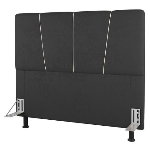 Cabeceira Cama Box Casal Queen Size Amber 160cm Estofada Suede Cinza Escuro - Desk Design