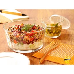 Jogo de 6 Tigela de Vidro com Tampa Plástica 600ml Marinex Americana Média Colorida - 4