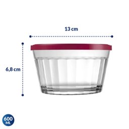 Jogo de 6 Tigela de Vidro com Tampa Plástica 600ml Marinex Americana Média Colorida - 3