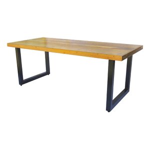 Mesa Industrial Detroit Madeira Maciça 1,80m Ferragem Preta Movelaria Leal Mesa de Jantar Estilo Ind