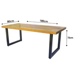 Mesa Industrial Detroit Madeira Maciça 1,80m Ferragem Preta Movelaria Leal Mesa de Jantar Estilo Ind - 5