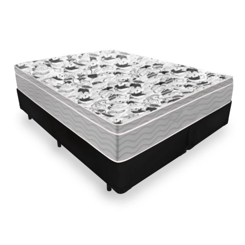 Cama Box Queen 158 Tecido Sintético Preto com Colchão de Molas Ensacadas - Probel Evolution 72x158x1