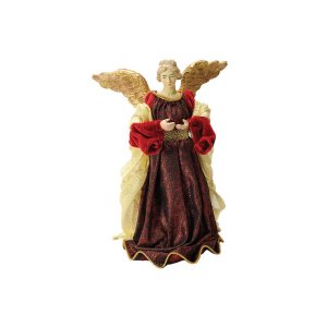 Anjo Natal Plus Seda 25Cm Vinho Com Dourado - Magizi