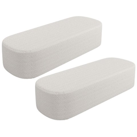 Kit 02 Puffs Decorativos Orgânico para Living Quarto 140cm Doha W01 Bouclê Cru - Lyam Decor
