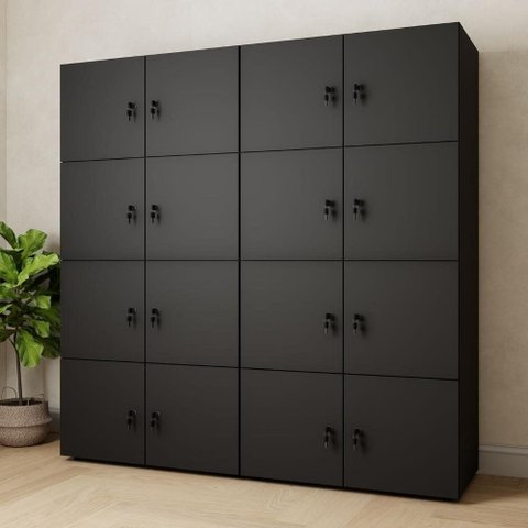 Armário Organizador Locker 16 Portas c/ Chave F5 Office Cor:Preto