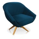 Ver imagem 3 de Poltrona Giratória Giovana Suede Azul Marinho Base Madeira MA30 - D’Rossi