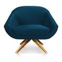Ver imagem 1 de Poltrona Giratória Giovana Suede Azul Marinho Base Madeira MA30 - D’Rossi