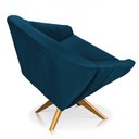 Ver imagem 5 de Poltrona Giratória Giovana Suede Azul Marinho Base Madeira MA30 - D’Rossi