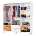 Ver imagem 2 de Guarda-roupa Solteiro Regalle 6 Portas 2 Gavetas com Pés e Espelho Branco - Pnr Móveis