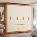 Ver imagem 1 de Guarda-Roupa 8 Portas e 4 Gavetas Doble Marrom/Cinamomo/Off White