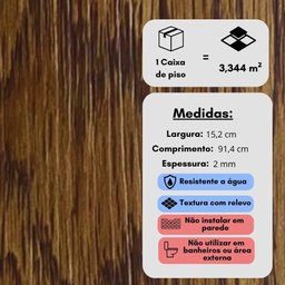 Piso Vinílico Autocolante Amadeirado 2mm - Caixa com 3,34 m² - 3