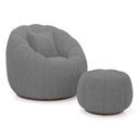 Ver imagem 2 de Poltrona Decorativa Concha Fixa com Puff Estilo Abóbora Shell Bouclê Cinza Escuro - Desk Design