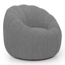 Ver imagem 7 de Poltrona Decorativa Concha Fixa com Puff Estilo Abóbora Shell Bouclê Cinza Escuro - Desk Design