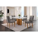 Ver imagem 1 de Conjunto Sala de Jantar Mesa Olímpia 90cm Mdf Canto Reto e 4 Cadeiras Liz Moderna