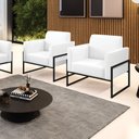 Ver imagem 2 de Kit 2 Poltronas Base Industrial Alta Preto Marisa Corano D03 - D’Rossi Branco