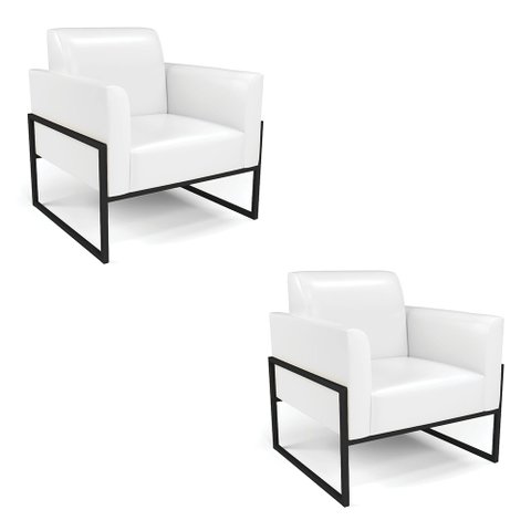 Kit 2 Poltronas Base Industrial Alta Preto Marisa Corano D03 - D’Rossi Branco