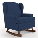 Ver imagem 1 de Poltrona De Amamentação Com Balanço Malu Base De Madeira P02 Suede Azul Marinho - Lyam Decor