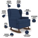 Ver imagem 3 de Poltrona De Amamentação Com Balanço Malu Base De Madeira P02 Suede Azul Marinho - Lyam Decor