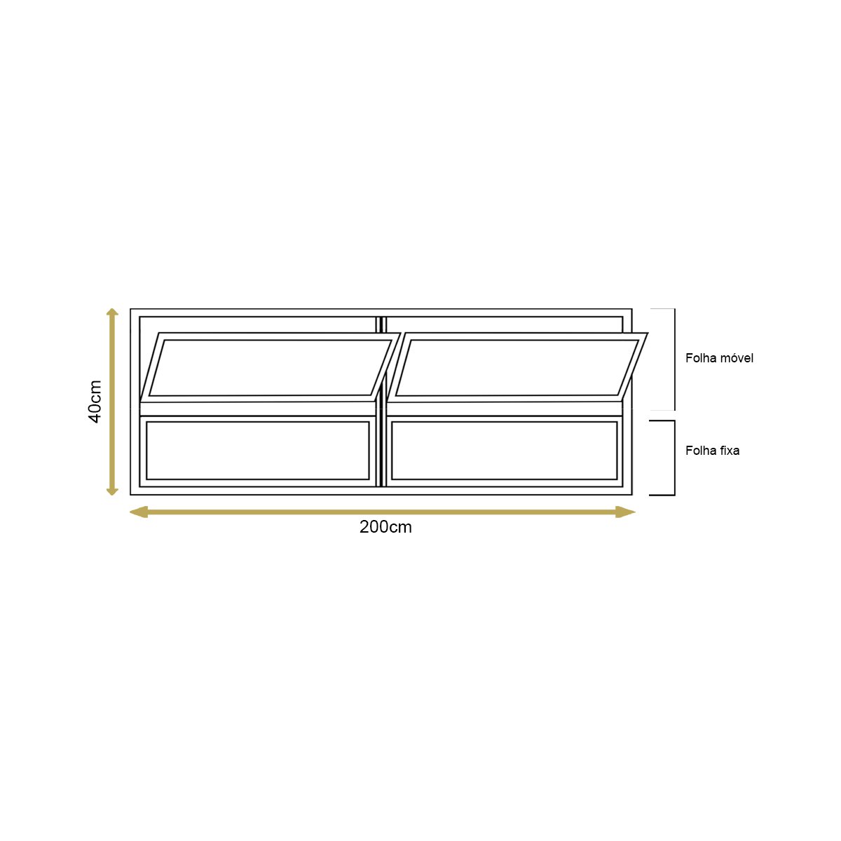 Vitro Basculante 2 Seções Brilhante 40x200 Linha Esmeralda Vidro Liso - 4