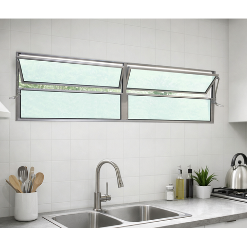 Vitro Basculante 2 Seções de Alumínio Brilhante 40x200