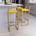 Ver imagem 1 de Jogo 2 Banqueta Alta Balcão Bistrô Dourada Confort Ind Premium Estofado Don Castro Decor