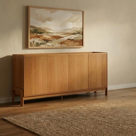 Buffet Aparador 4 Portas com Pés em Madeira Jequitibá