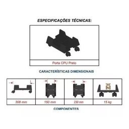 Suporte Porta Gabinete Carrinho Ajustavel Rodizios com Trava - 4