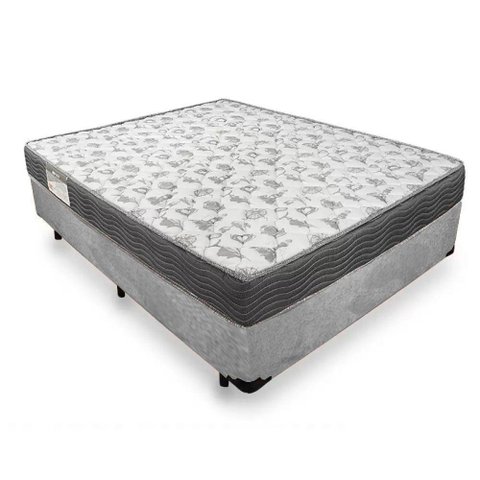 Cama Box Casal Suede + Colchão de Espuma D33 - Sereneprime - 138cm Cinza