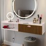 Penteadeira Suspensa Camarim Decor Porta Maquiagem Nicho Multifuncional Quarto Pequeno Off/ripado - 5