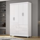 Ver imagem 1 de Guarda Roupa Solteiro 4 Portas 2 Gavetas Exemplar Plus - Branco/camarim