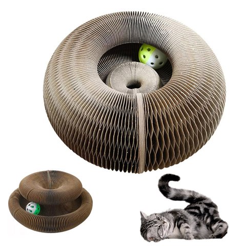 Arranhador Magico Gato Pet Felino Brinquedo Bola Guizo Dobravel Multi Formas Diversao Entretenimento