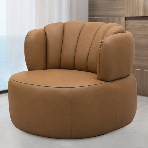 Poltrona Decorativa Cheval Giratória 360° em Couro Livintus Leather
