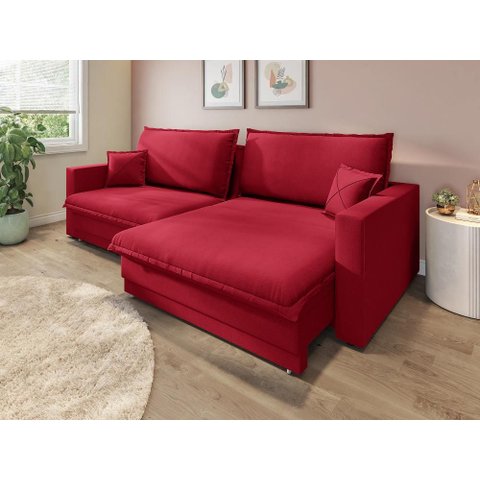 Sofá Tango 2,40m sem Caixa, Retrátil e Reclinável Velosuede - Netsofas - Vermelho