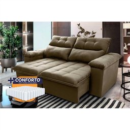 Sofá Retrátil Reclinável Verona 1,80m Suede Velut Molas Ensacadas - King House - 1