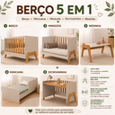 Ver imagem 7 de Berço Peroba Guti Multifuncional Infantil MDF Off White/Amêndoa