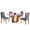 Ver imagem 2 de Conjunto Sala de Jantar Mesa e 4 Cadeiras Madeira Maciça Madri Linho Cinza