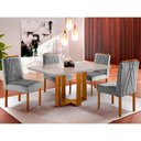 Ver imagem 1 de Conjunto Sala de Jantar Mesa e 4 Cadeiras Madeira Maciça Madri Linho Cinza