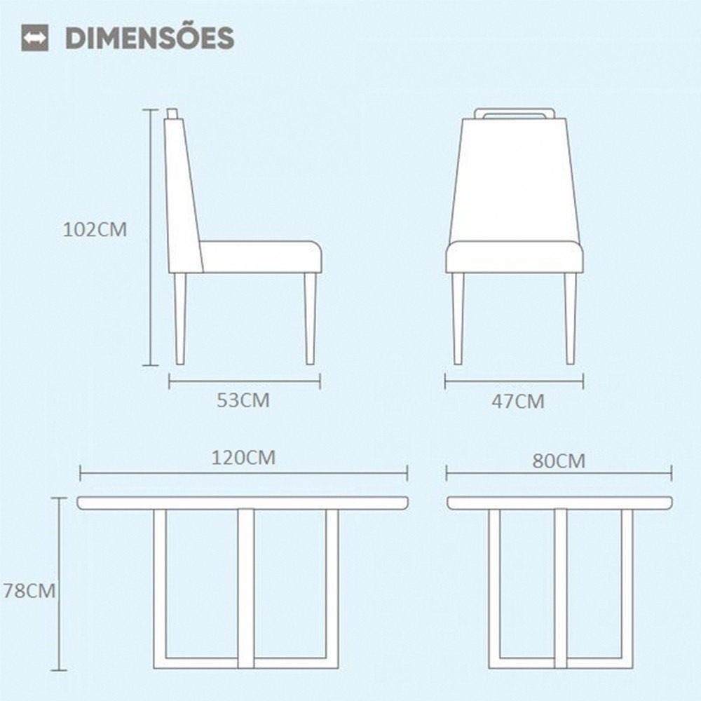 Conjunto Sala de Jantar Mesa e 4 Cadeiras Madeira Maciça Madri Linho Cinza - 5