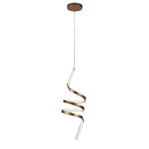 Lustre Pendente Espiral Dourado Led 18w 3000k Domum