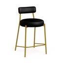 Ver imagem 1 de Banqueta Cozinha Alta com Encosto Industrial Dourado Londres Pu D03 - D'rossi